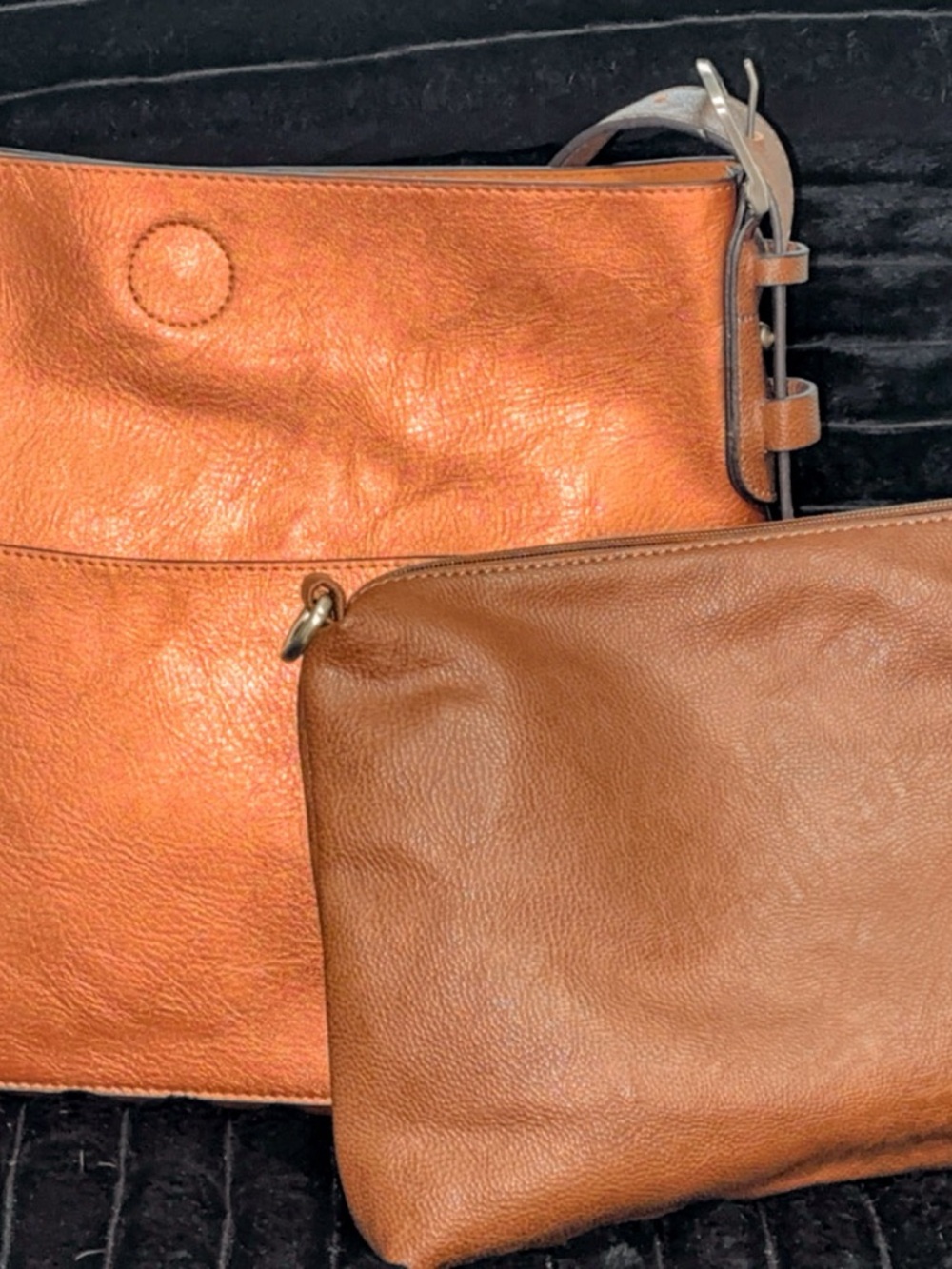 Joy Susan Two-Piece Shoulder Bag Set - Copper and Brown